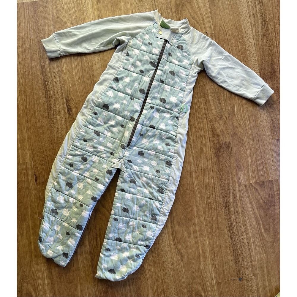 Ergo Pouch Australia Sleep Suit Sack 2.5 TOG 2-4T Green Clouds GUC CONVERTIBLE